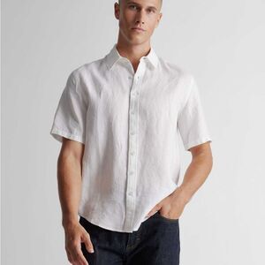 Quince 100% European Linen Relaxed Short Sleeve Shirt White